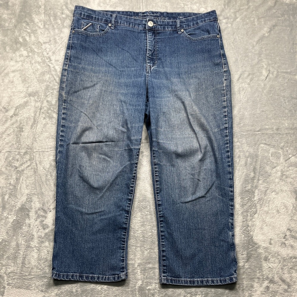 Gloria Vanderbilt Capri‎ Jeans Women Blue Slimming Effect Medium Wash Stretch 16